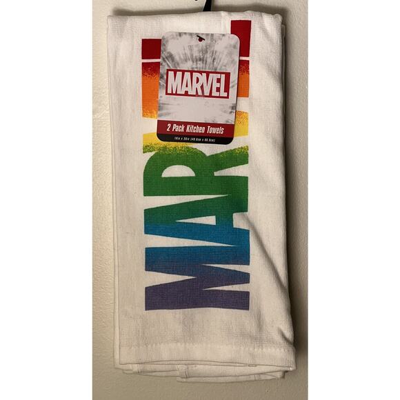 NWT Marvel Logo Rainbow Pride Kitchen Towels - Set Of 2 - Picture 1 of 1